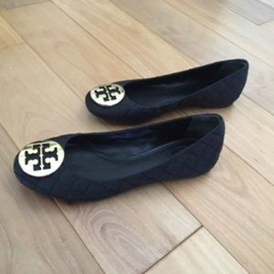 Tory Burch Quilted Reva Ballet Flats Black Size 71/2 M